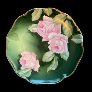 Antique Hand painted Rosenthal Bavaria dark with pink Roses signed 9” plate